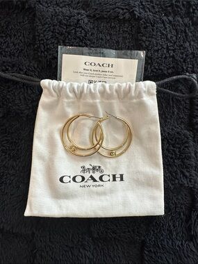 Coach Gold Double-Ring Hoop Earrings